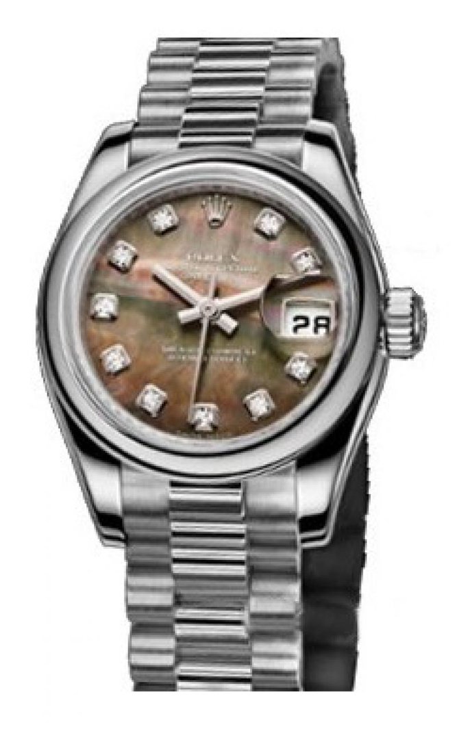 Rolex 179166 Black MOP D Datejust Ladies 26mm Platinum - фото 2