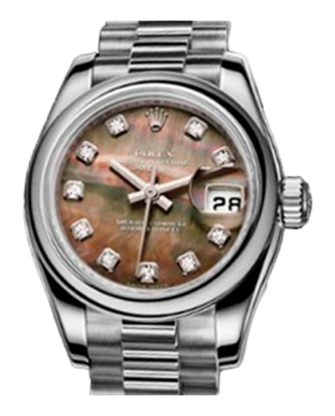 Rolex 179166 Black MOP D Datejust Ladies 26mm Platinum - фото 1