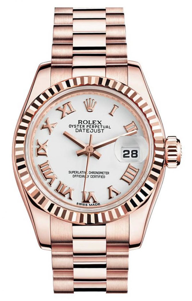 Rolex 179175 White Datejust Ladies 26mm Everose Gold - фото 1