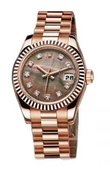 Rolex Datejust Ladies 179175 Black MOP D 26mm Everose Gold 