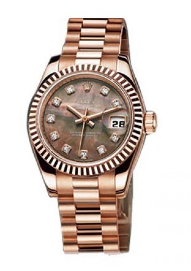 Rolex 179175 Black MOP D Datejust Ladies 26mm Everose Gold  - фото 1