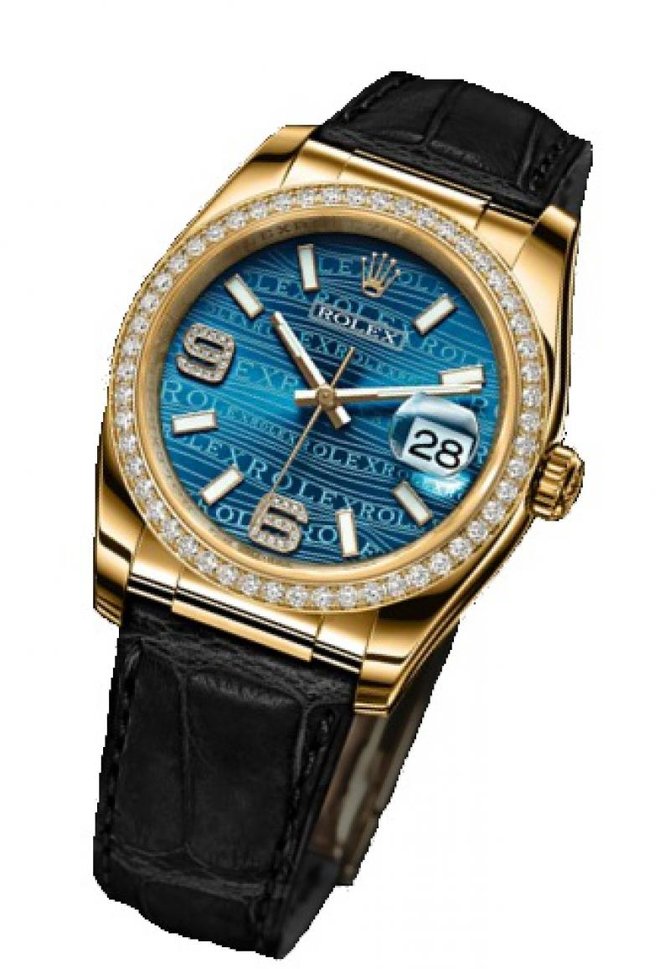 Rolex 116188 Blue Datejust Ladies 36mm Yellow Gold - фото 2