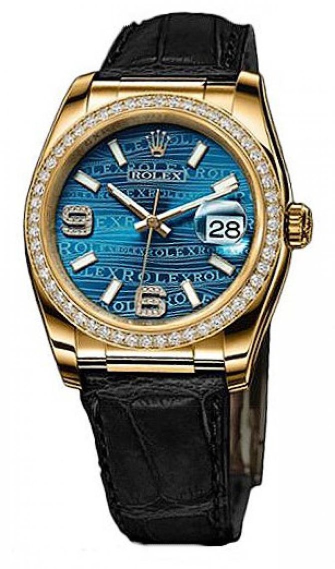 Rolex 116188 Blue Datejust Ladies 36mm Yellow Gold - фото 1