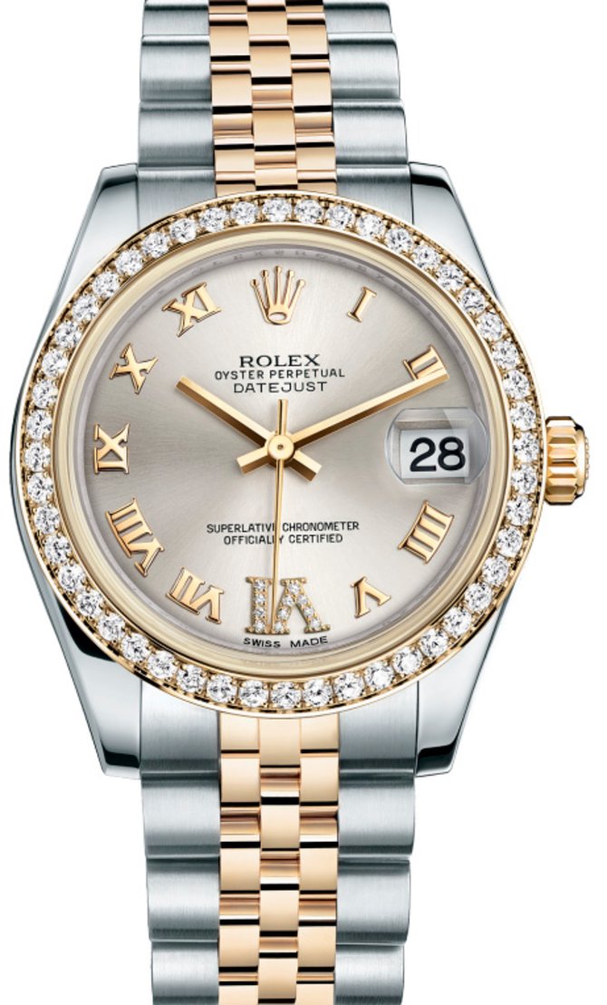 Rolex 178383 Silver Datejust 31mm Steel and Yellow Gold 