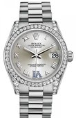Rolex Datejust 178159 Silver Sapphires 31mm White Gold 