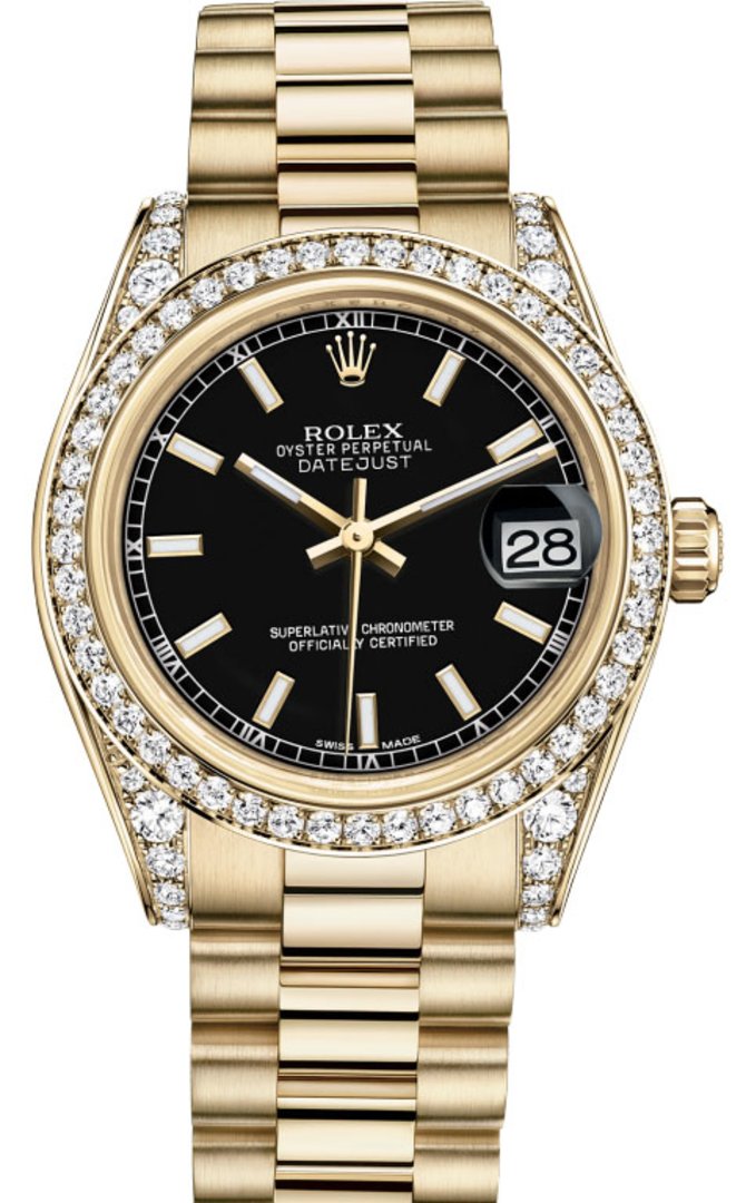 Rolex 178158 bkip Datejust 31mm Yellow Gold