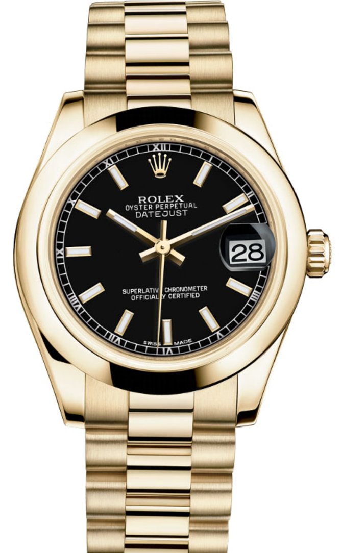 Rolex 178248 bkip Datejust 31mm Yellow Gold