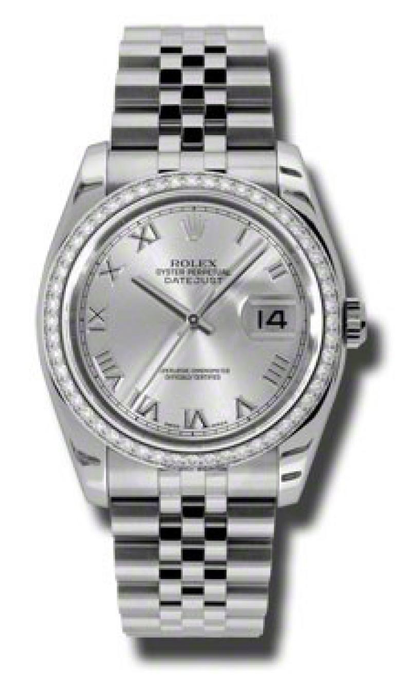116244-srj Rolex 36mm Steel and White Gold Datejust