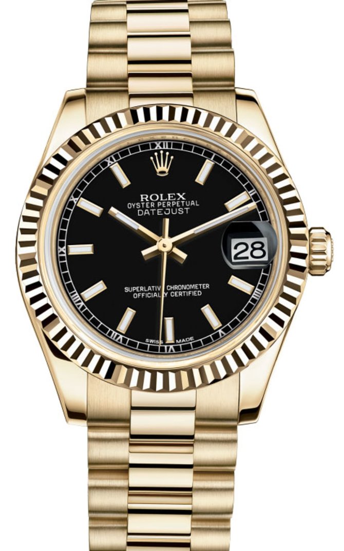 Rolex 178278 bkip Datejust 31mm Yellow Gold