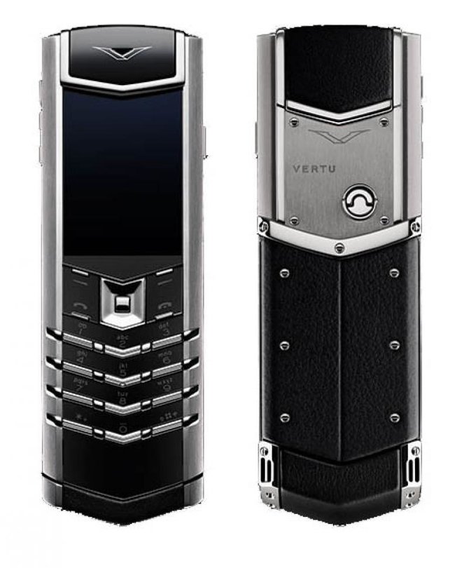 Vertu 002W4B1 Signature Brushed Stainless Steel Black Laether - фото 2