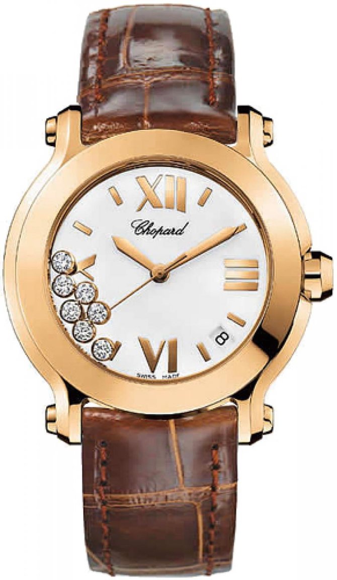 Chopard 277471-5001 Brown Happy Sport Round 36mm 7 Diamonds Edition