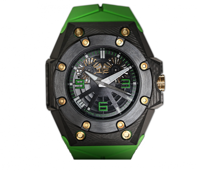 Linde Werdelin Double Date Carbon - Green Oktopus Waterproof - фото 1