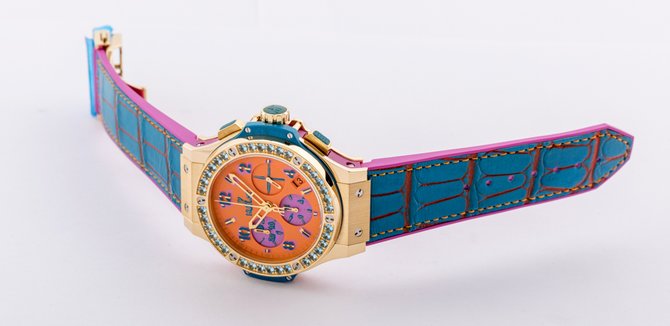 Hublot 341.VL.4789.LR.1207.POP15 Big Bang 41mm Ladies Pop Art Yellow Gold Blue - фото 14