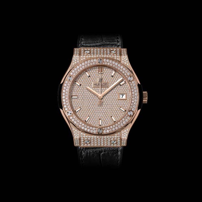Hublot 521.OX.9010.LR.1704 Classic Fusion King Gold Full Pave 45 mm - фото 3