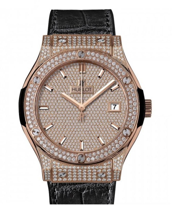 Hublot 521.OX.9010.LR.1704 Classic Fusion King Gold Full Pave 45 mm - фото 1