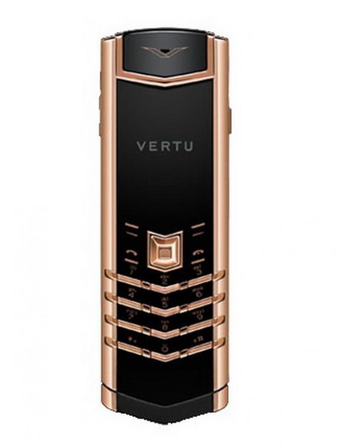 Vertu Red Gold Black Ceramic Back Signature Black Leather - фото 1
