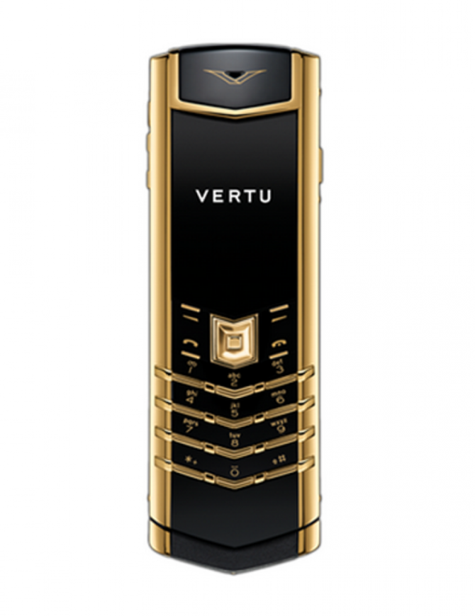 Vertu 002W4B2 Signature Yellow Gold Black Ceramic Back Black Leather - фото 1