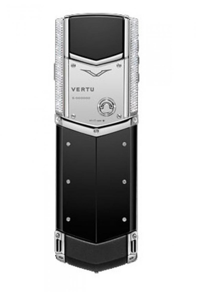 Vertu White Gold Full Pave Diamond Bezel Black Ceramic B Signature Back Black Leather - фото 3