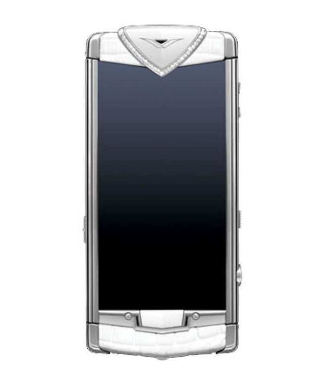 Vertu Polished Stainless Steel Diamond Trim Constellation Sapphire Screen Diamond Trim White Alligator Skin - фото 1