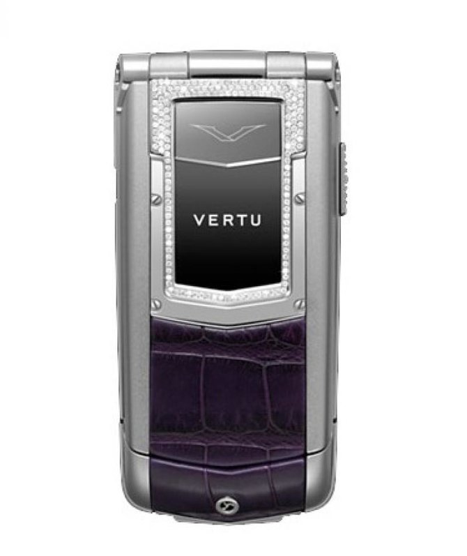Vertu 002T628 Constellation Quest Stainless Steel Aluminium Silver Sapphire Keys Diamond Trim Deep Purpple Alligator Skin - фото 1