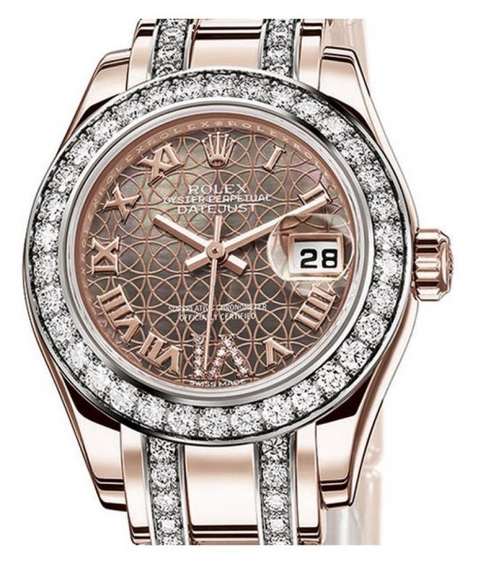 Rolex 80285 Black Datejust Ladies Lady-Datejust Pearlmaster 29mm Everose Gold - фото 3