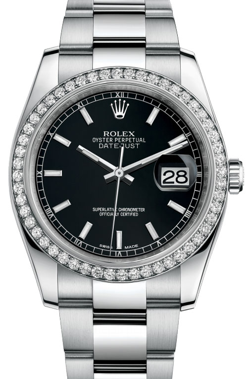 116244 bkio Rolex 36mm Steel and White Gold Datejust