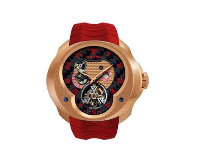 Franc Vila FVa №1 Red Caoutchouc Strap Montre Contemporaine Grande Complication Tourbillon Planetaire Red Gold