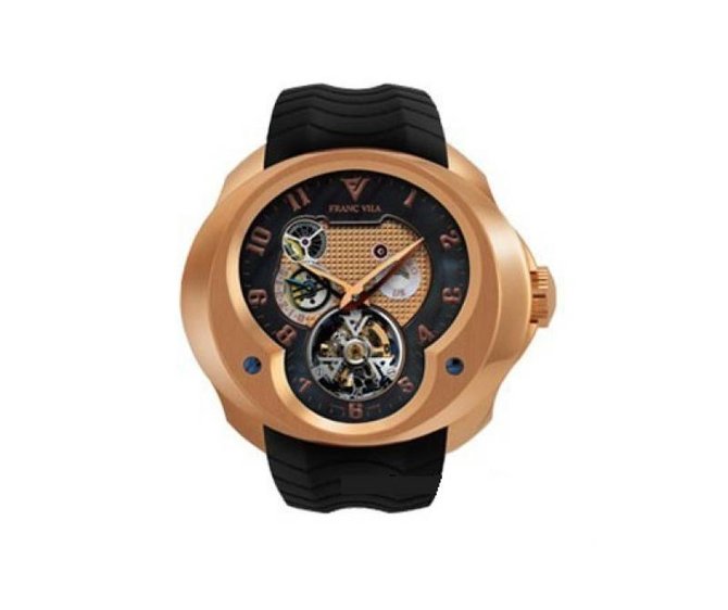 Franc Vila FVa №1 Black Caoutchouc Strap Montre Contemporaine Grande Complication Tourbillon Planetaire Red Gold