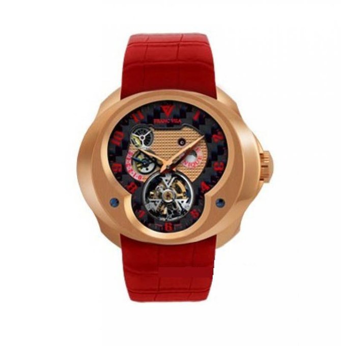 Franc Vila FVa №1 Red Alligator Strap Montre Contemporaine Grande Complication Tourbillon Planetaire Red Gold