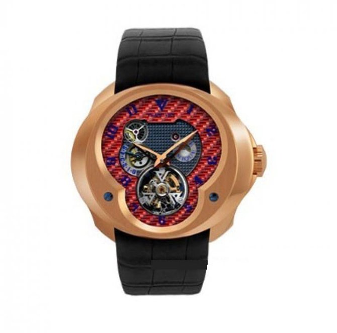 Franc Vila FVa №1 Black Alligator Strap Montre Contemporaine Grande Complication Tourbillon Planetaire Red Gold