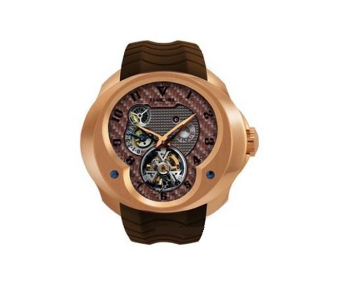 Franc Vila FVa №1 Brown Caoutchouc Strap Montre Contemporaine Grande Complication Tourbillon Planetaire Red Gold