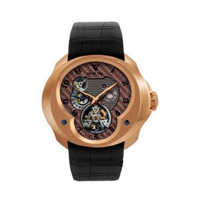Franc Vila FVa №1 Alligator Black Strap Montre Contemporaine Grande Complication Tourbillon Planetaire Red Gold