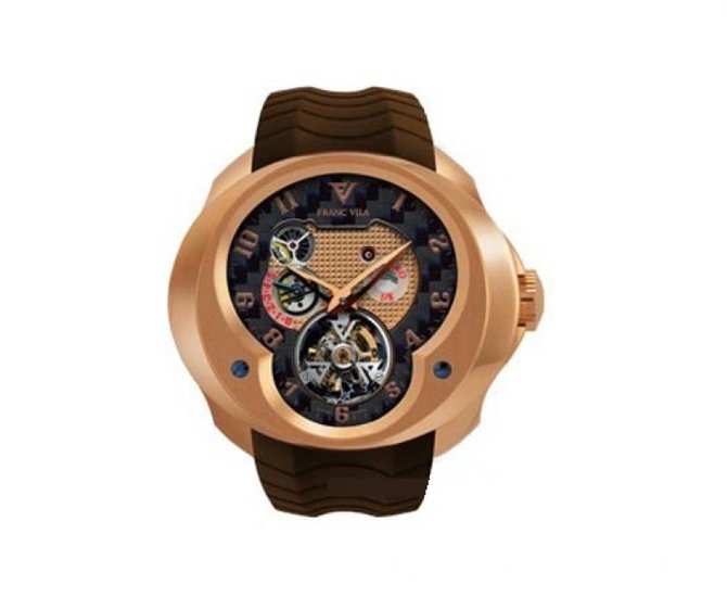 Franc Vila FVa №1 Caoutchouc Brown Strap Montre Contemporaine Grande Complication Tourbillon Planetaire Red Gold