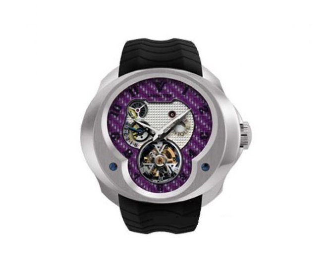 Franc Vila FVa №1 Violet Dial Black Strap Montre Contemporaine Grande Complication Tourbillon Planetaire White Gold