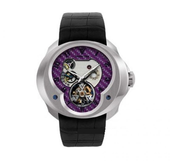 Franc Vila FVa №1 Black Strap Violet Dial Montre Contemporaine Grande Complication Tourbillon Planetaire White Gold