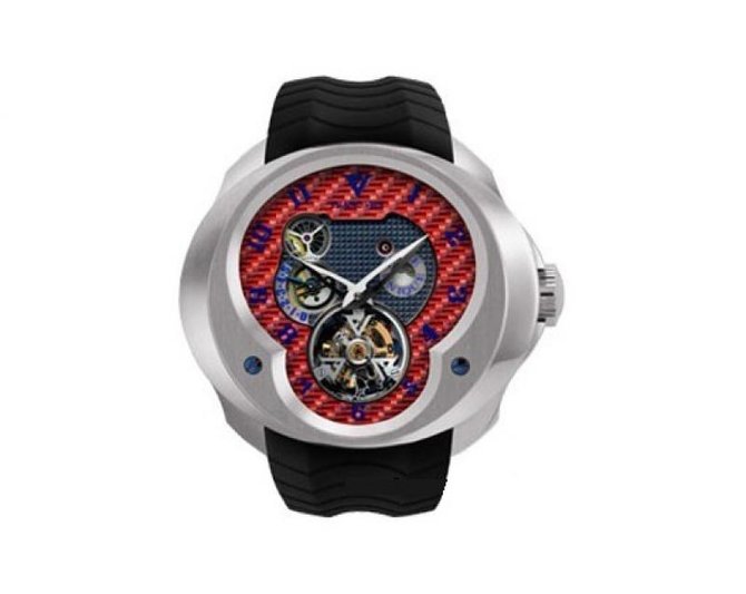 Franc Vila FVa №1 Black Strap Red Dial Montre Contemporaine Grande Complication Tourbillon Planetaire White Gold