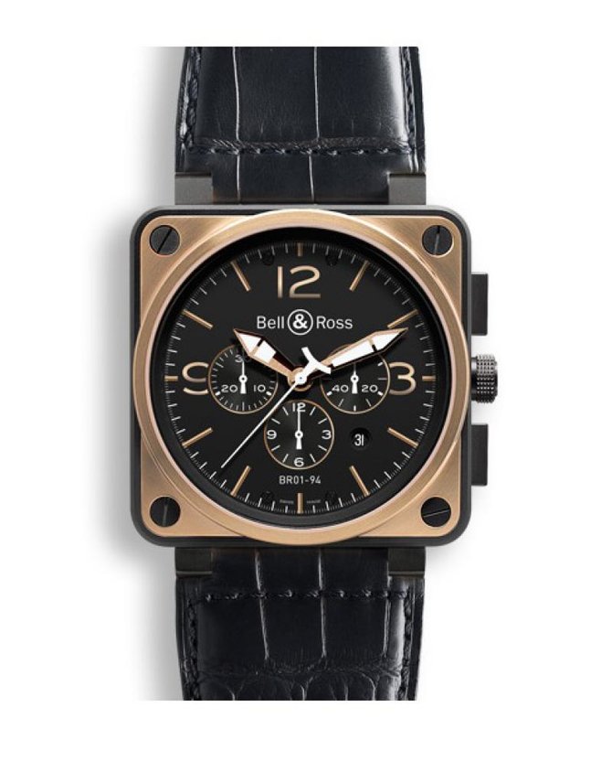 Bell & Ross BR 01-94 Pink Gold & Carbon Officer Aviation Chronograph