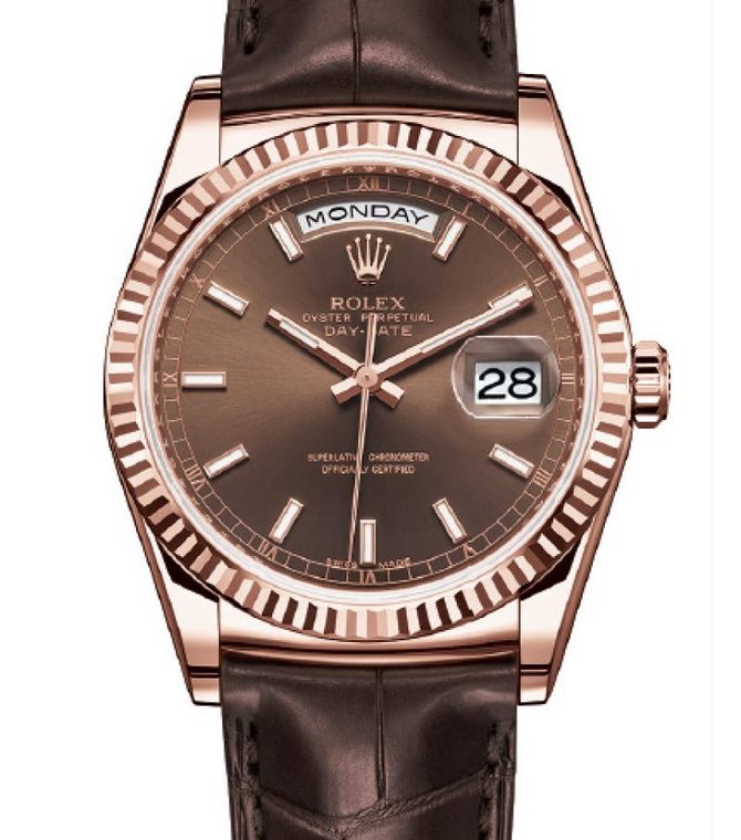 Rolex 118135-chocolate Day-Date Everose Gold