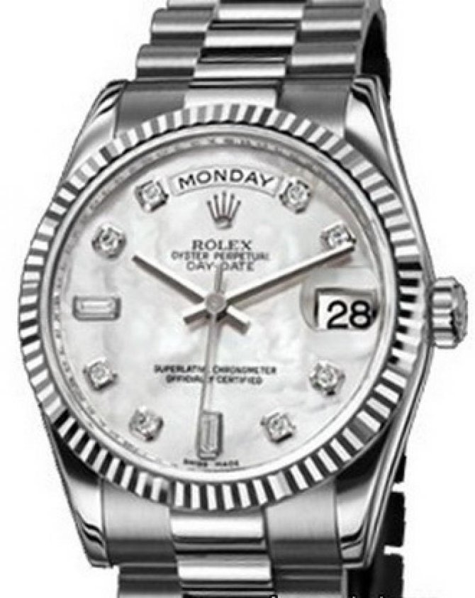 Rolex 118239 whiteMOP diamonds Day-Date White Gold - фото 1