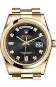 Rolex Day-Date 118208 black diamonds Yellow Gold