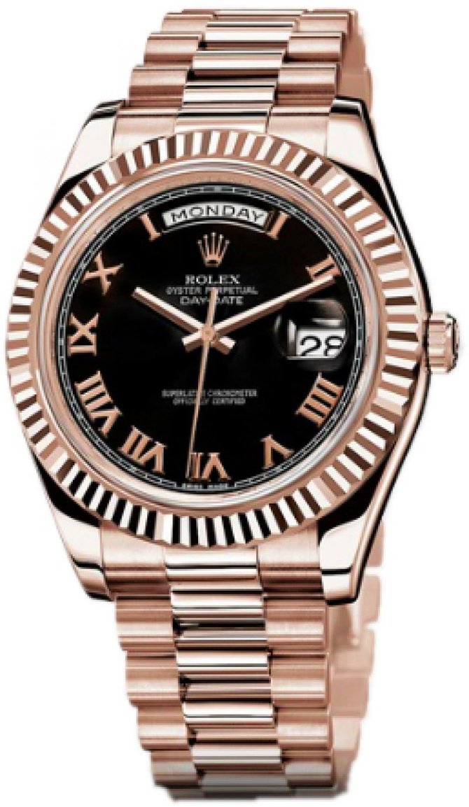 Rolex 218235 bkrp Day-Date Everose Gold