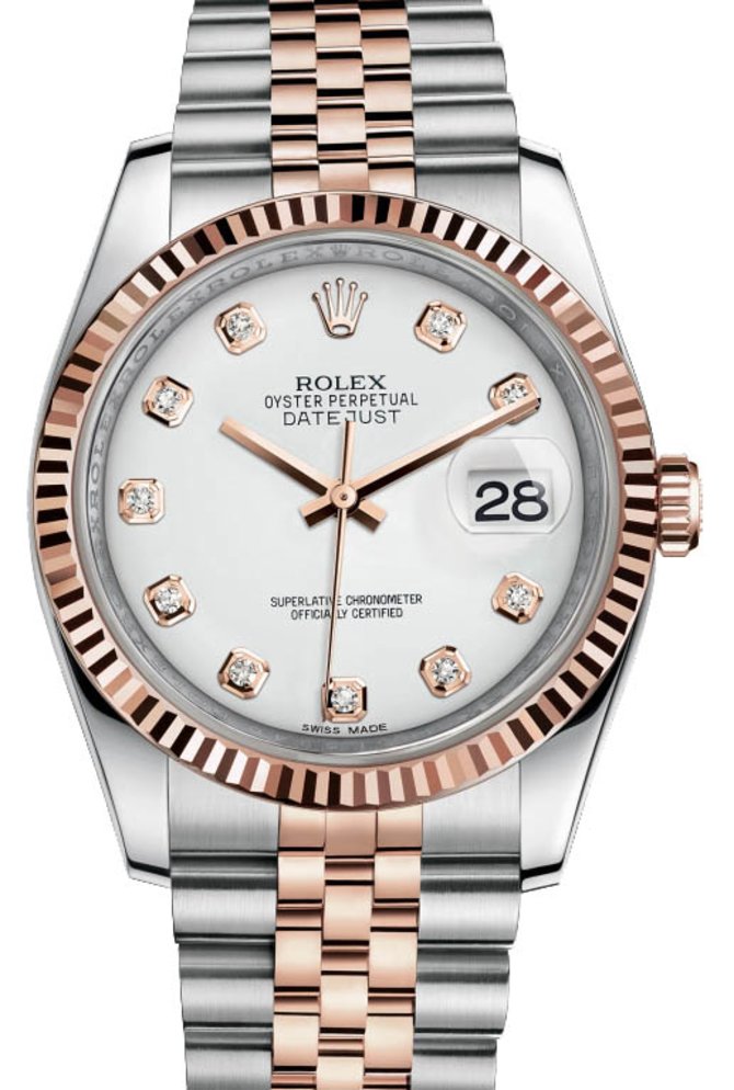 Rolex 116231 white diamonds Datejust Steel and Everose Gold