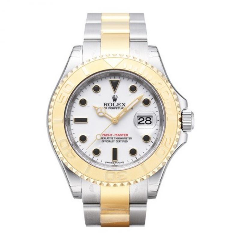 16623 White Rolex 40mm Steel and Yellow Gold Yacht Master II