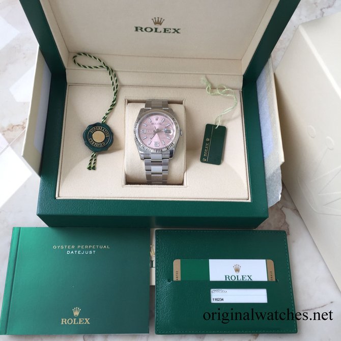 Rolex 116234 pink waves diamond dial Datejust 36 - фото 2