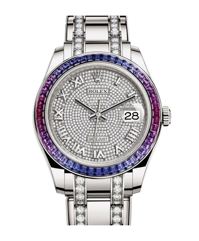 Rolex 86349SAFUBL Paved With 455 Diamonds Datejust Pearlmaster 39 mm White Gold - фото 1