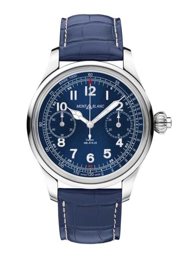 Montblanc Chronograph Tachymeter Blue Limited Edition Villeret 1858 44 mm - фото 1