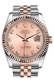 Rolex Часы Rolex Datejust 116231 Pink Diamond Dial Jubilee 36 Steel And Pink Gold - Fluted Bezel