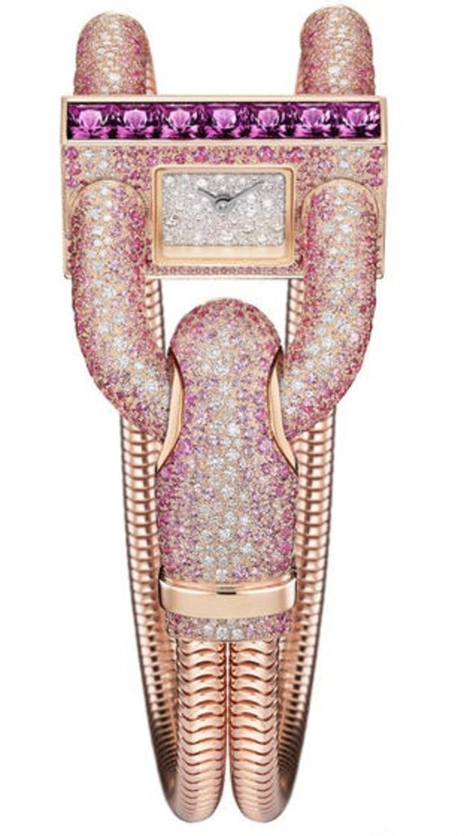 Van Cleef & Arpels Cadenas Pavee Saphirs Roses Bracelet Or Womens watches Pink Gold
