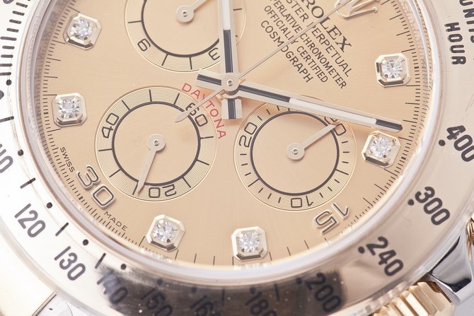 Rolex 116523 champagne dial diamond Daytona Stainless Steel Yellow Gold - фото 10