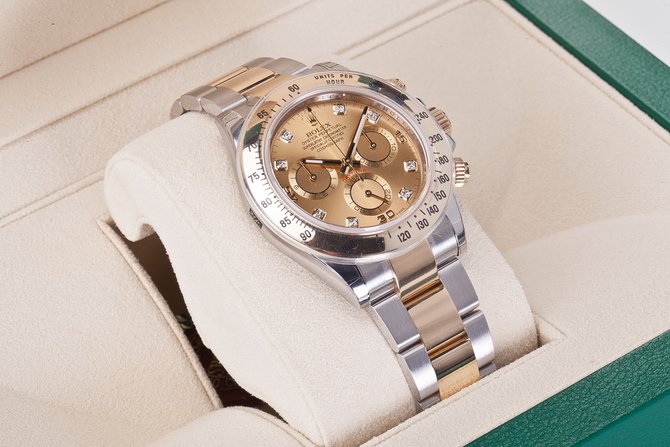 Rolex 116523 champagne dial diamond Daytona Stainless Steel Yellow Gold - фото 11